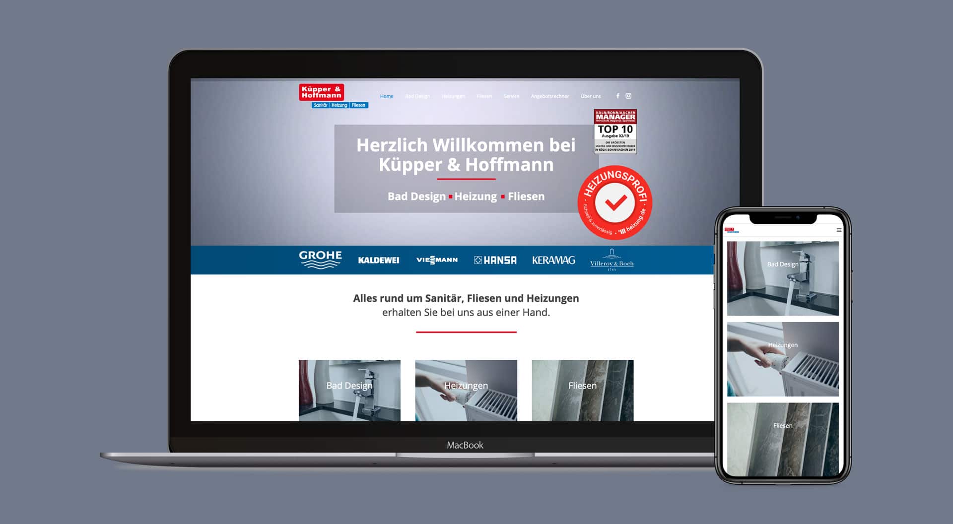Laptopansicht - Küpper und Hoffmann Webseite Referenz - Webdesign Koeln