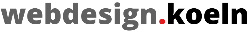 Schlichtes Webdesign-Logo mit grauem Schriftzug und rotem Punkt am Ende.