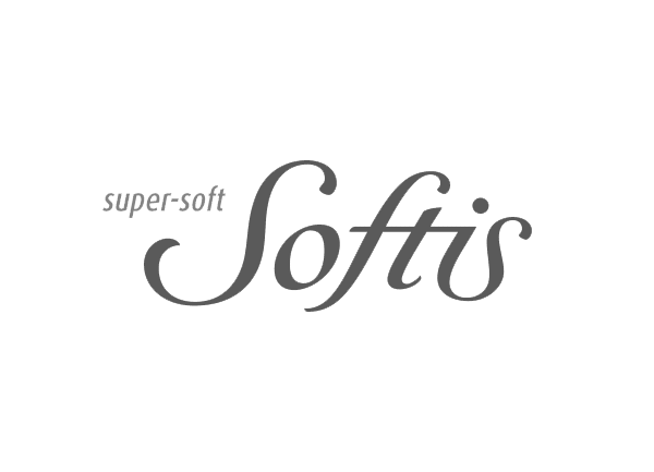 Logo der Marke Softis mit dem Slogan "super-soft" in eleganter Schriftart.
