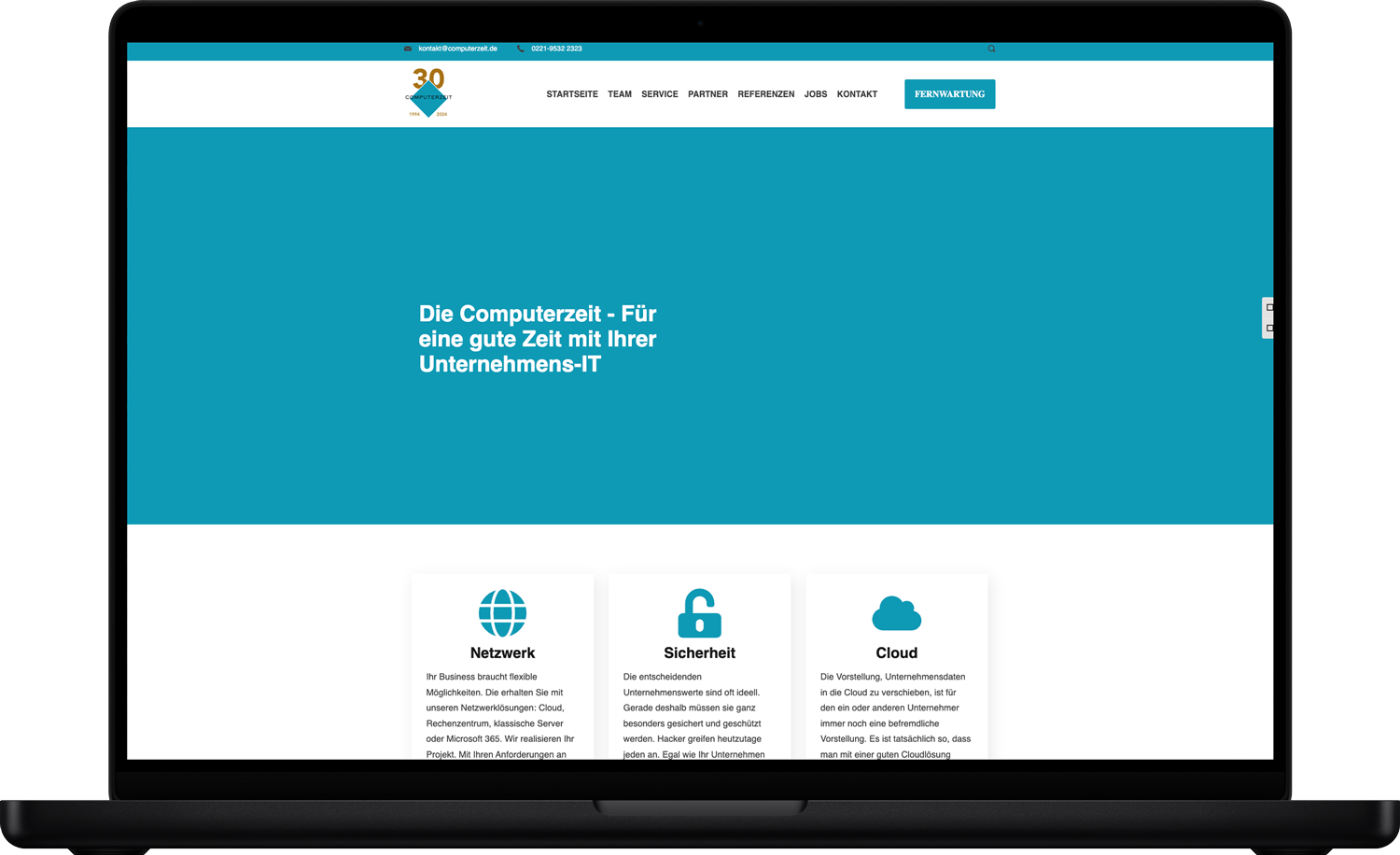 Vorherige Webseite der computerzeit.de für einen Vorher Nacher Vergleich der Webseite