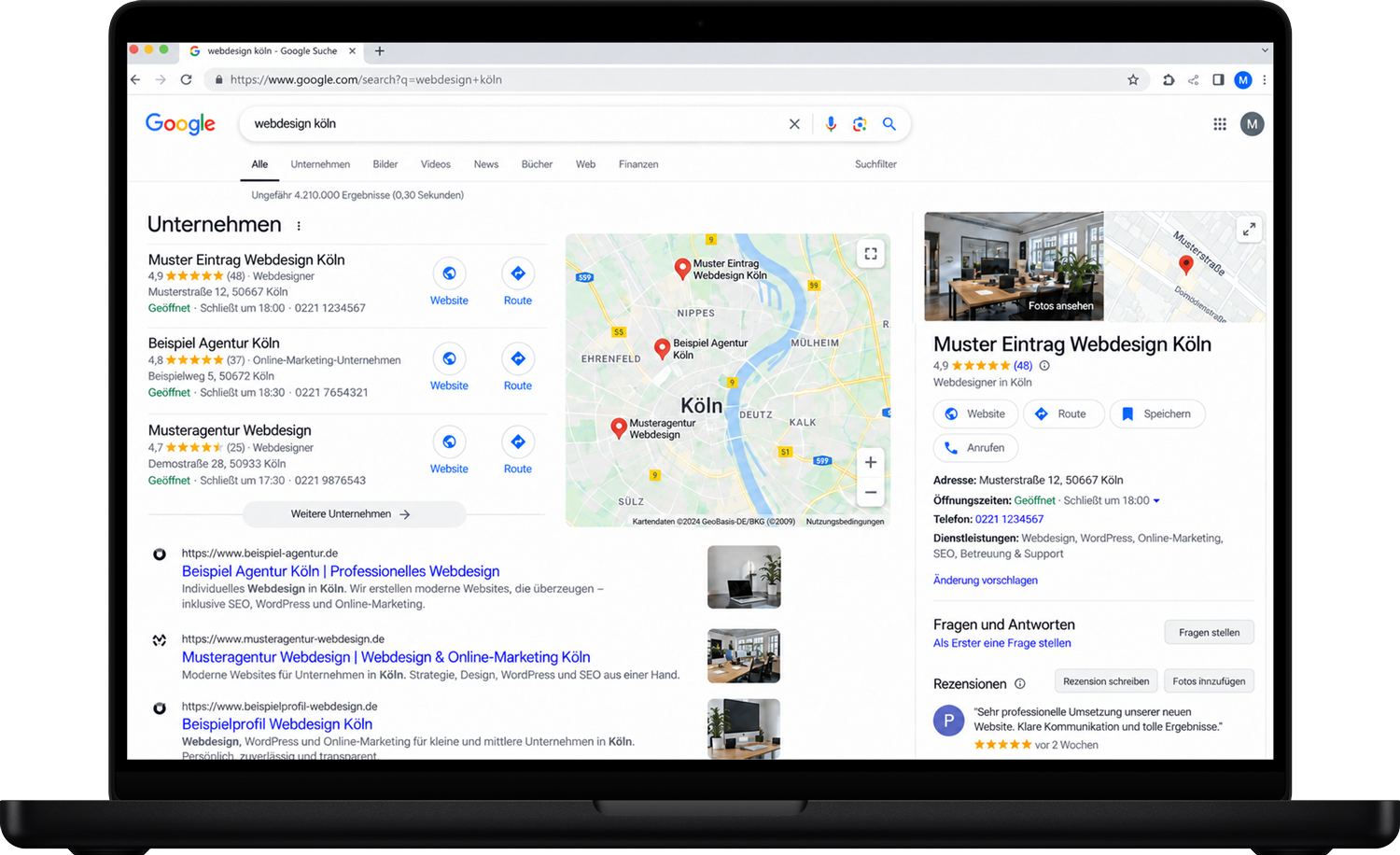 local-seo Laptop Bild mit Local Seo Beispiel