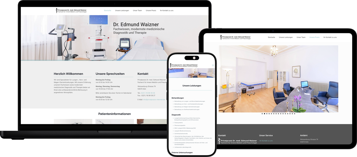 referenz-dr-edmund-waizner Bild der Webseite Dr. Waizner - Privatpraxis - Webseite auf verschiedenen Endgeräten präsentiert